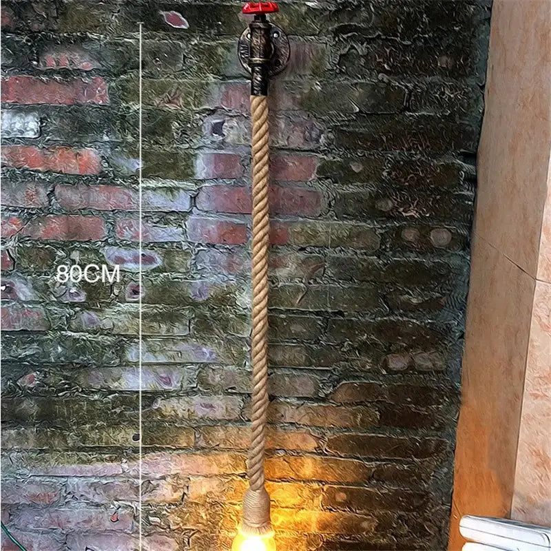 Hemp Rope Red Valve Sconce
