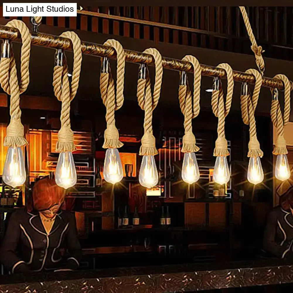 Hemp Rope Wood Chandelier