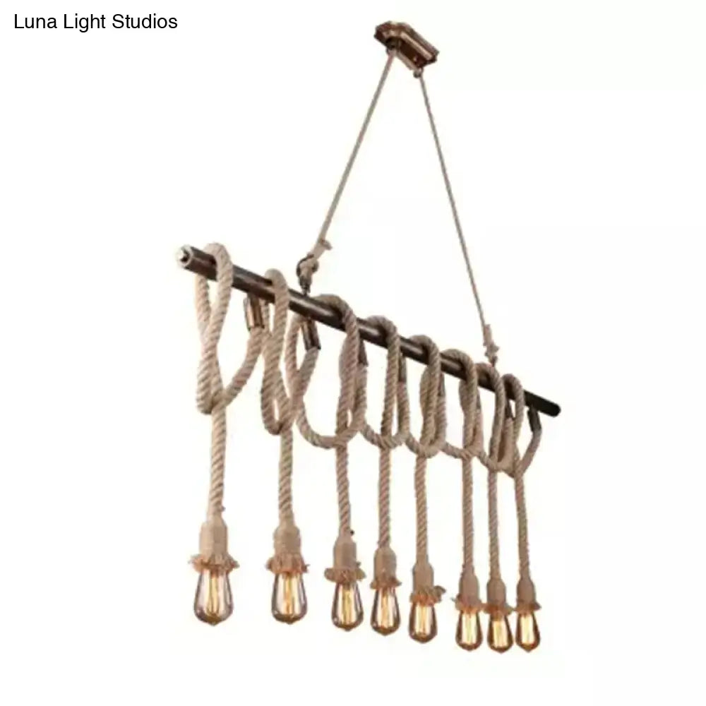 Hemp Rope Wood Chandelier