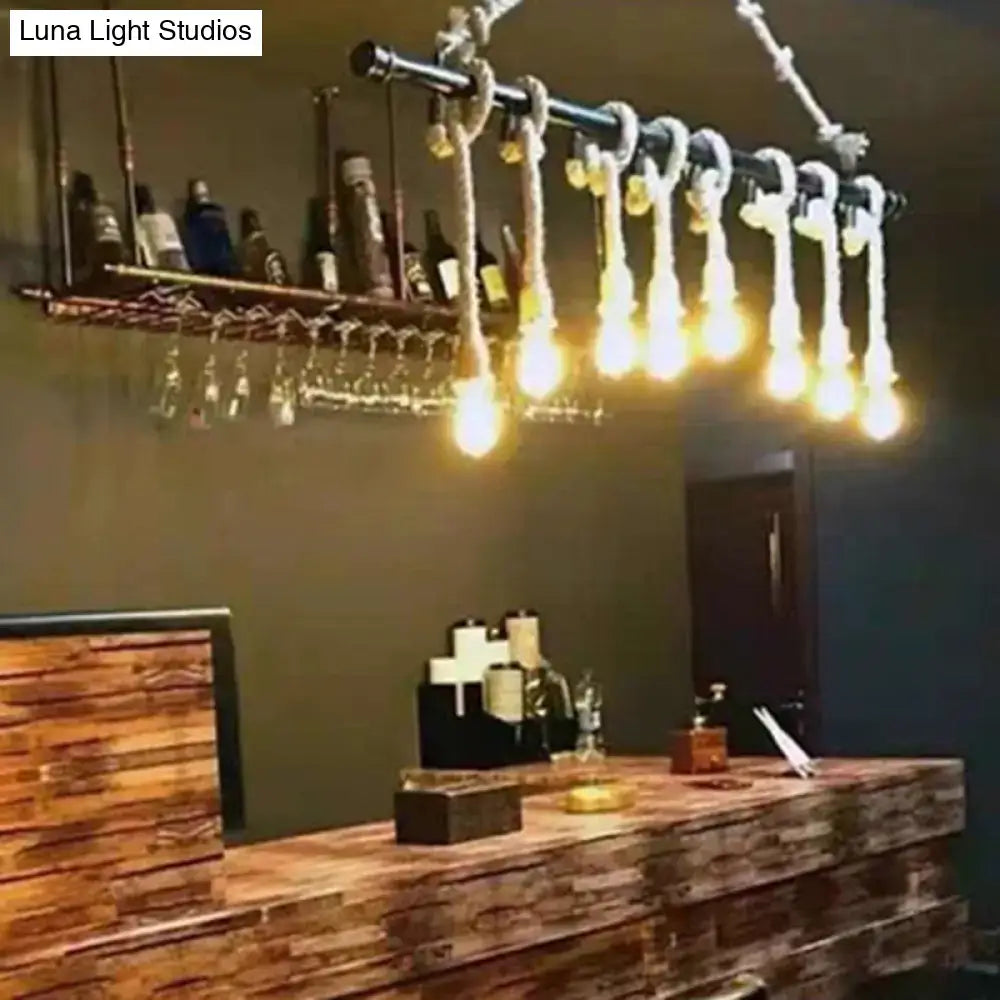 Hemp Rope Wood Chandelier