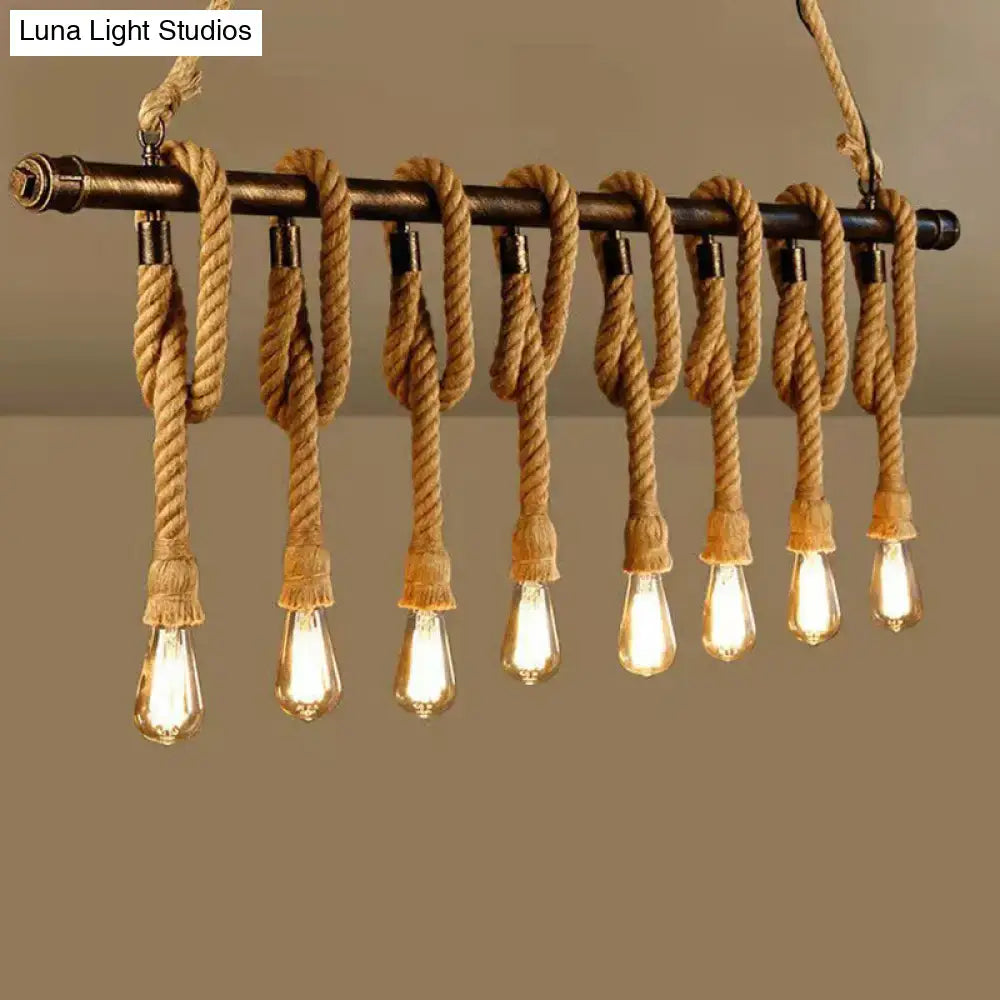 Hemp Rope Wood Chandelier