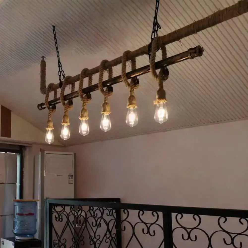 Hemp Rope Wood Chandelier