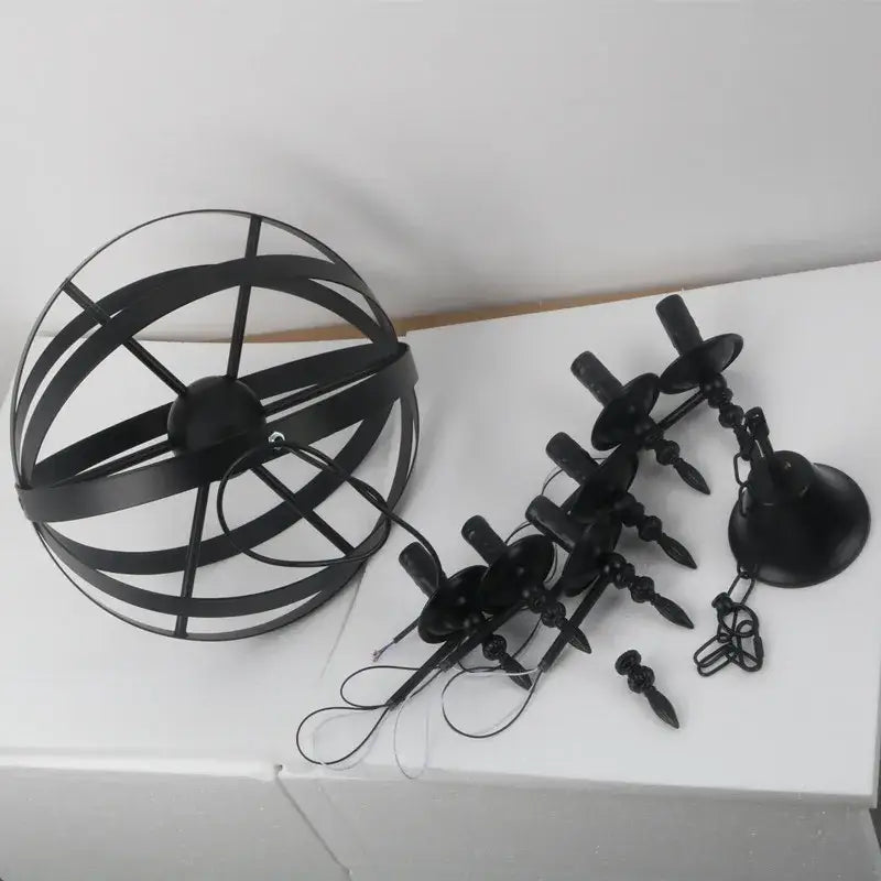 Black Globe Iron Chandelier