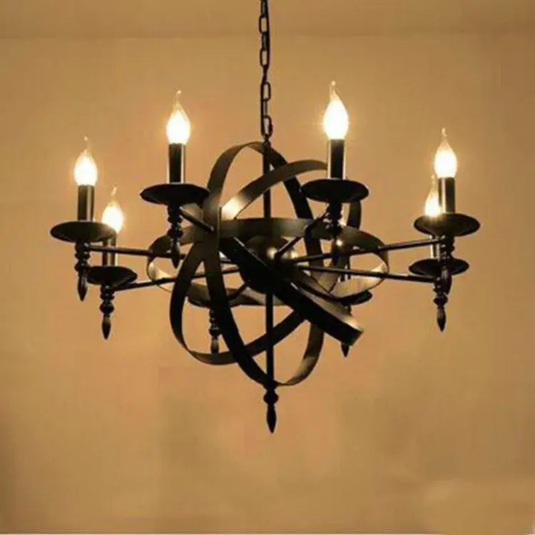 Black Globe Iron Chandelier