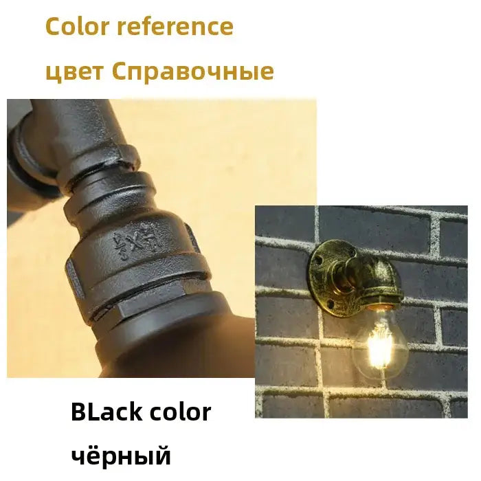 Brass Pipe Wall Sconce for Bedroom or Cafe