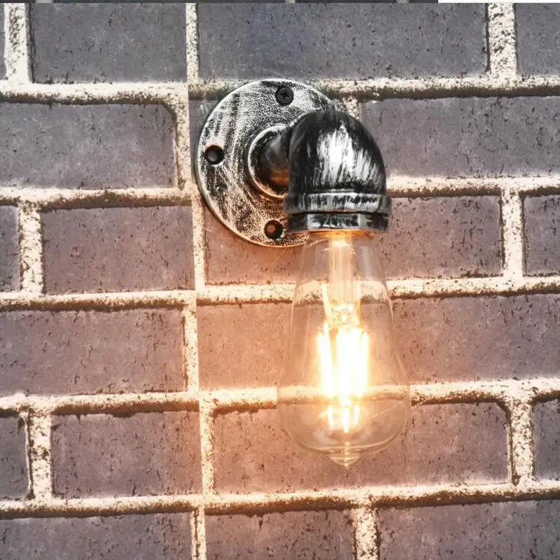 Brass Pipe Wall Sconce for Bedroom or Cafe