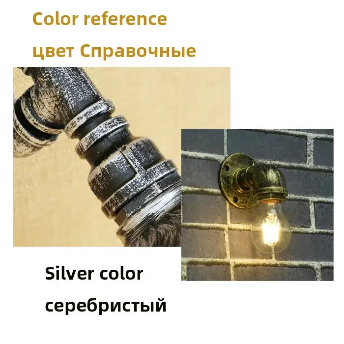 Brass Pipe Wall Sconce for Bedroom or Cafe