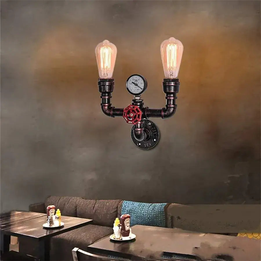 Rust Pipe Wall Light