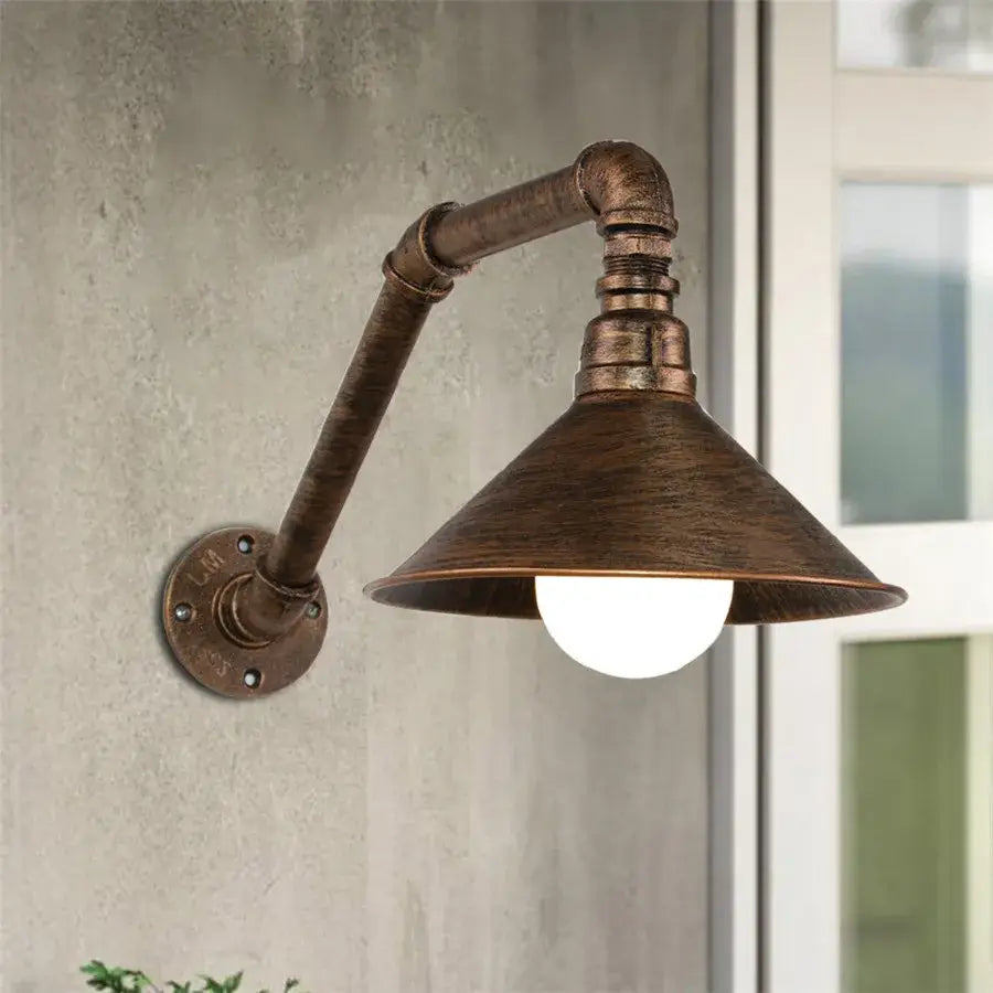 Rust Pipe Wall Light