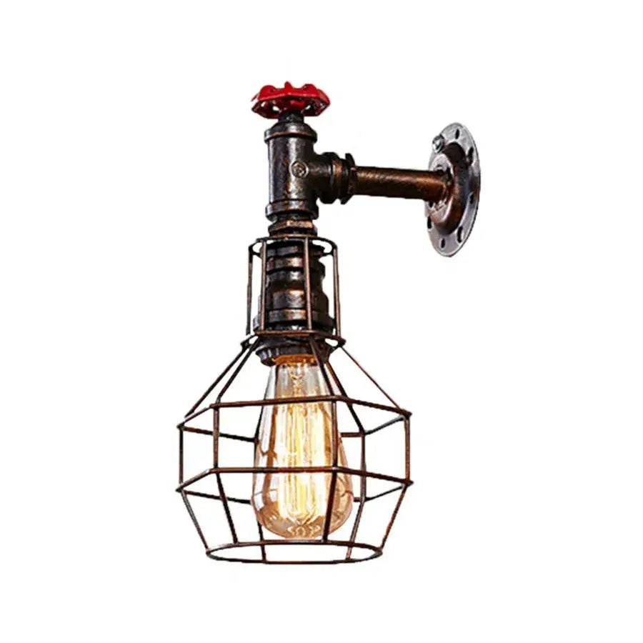Rust Pipe Wall Light