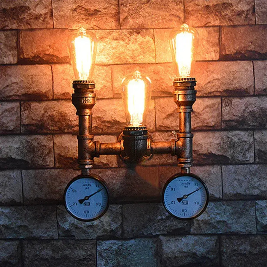 Rust Pipe Wall Light