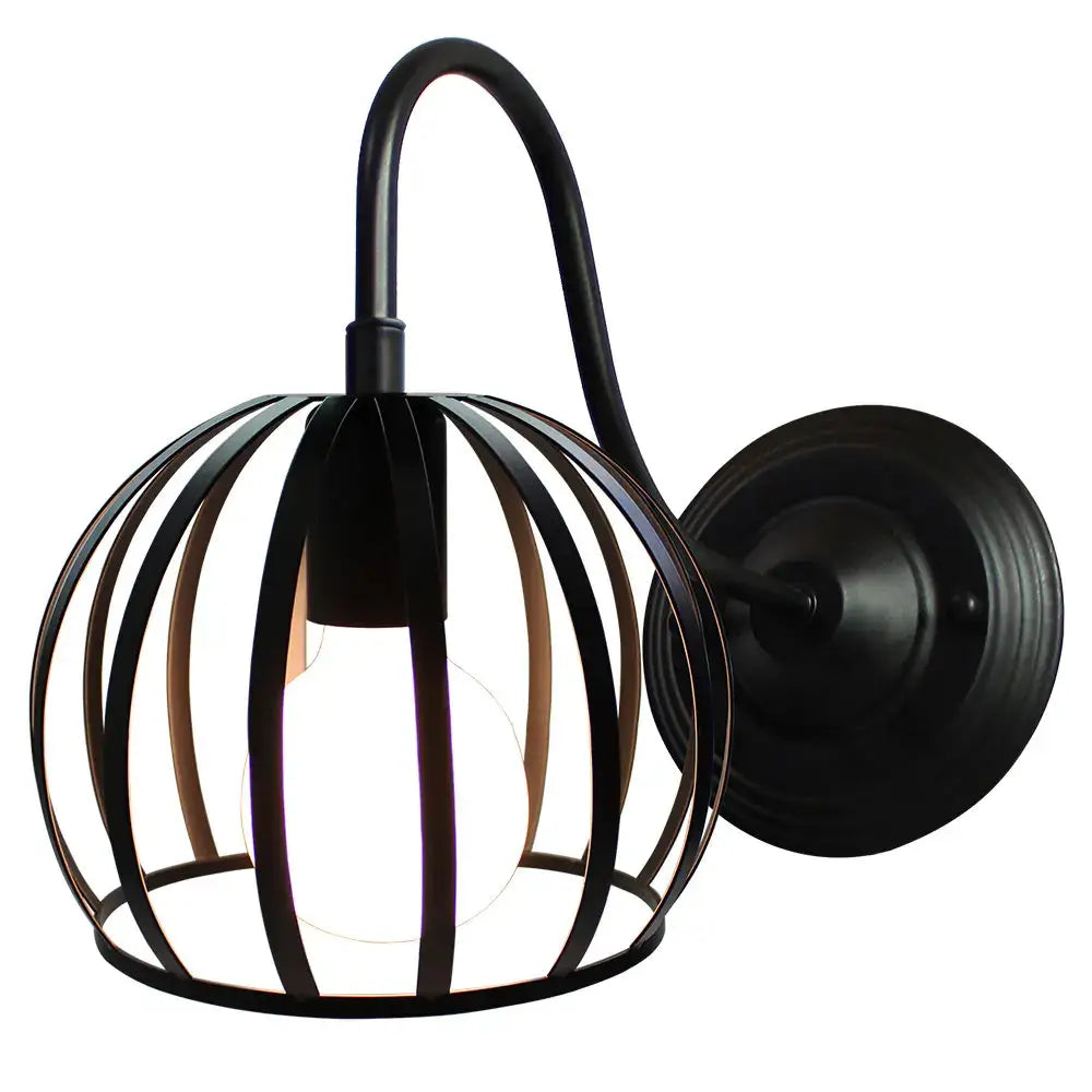 Black Cage Wall Sconce with Sturdy Metal Frame