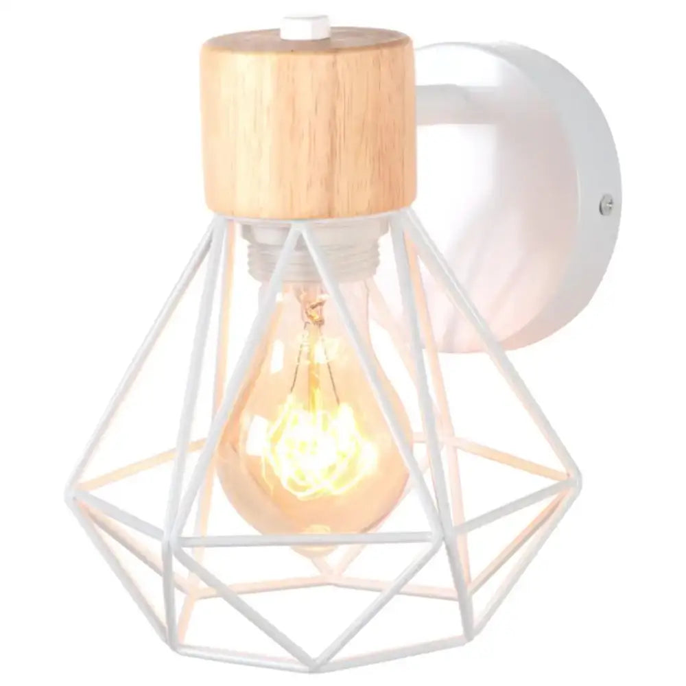 White Wood Wall Sconce with Metal Accent Frame