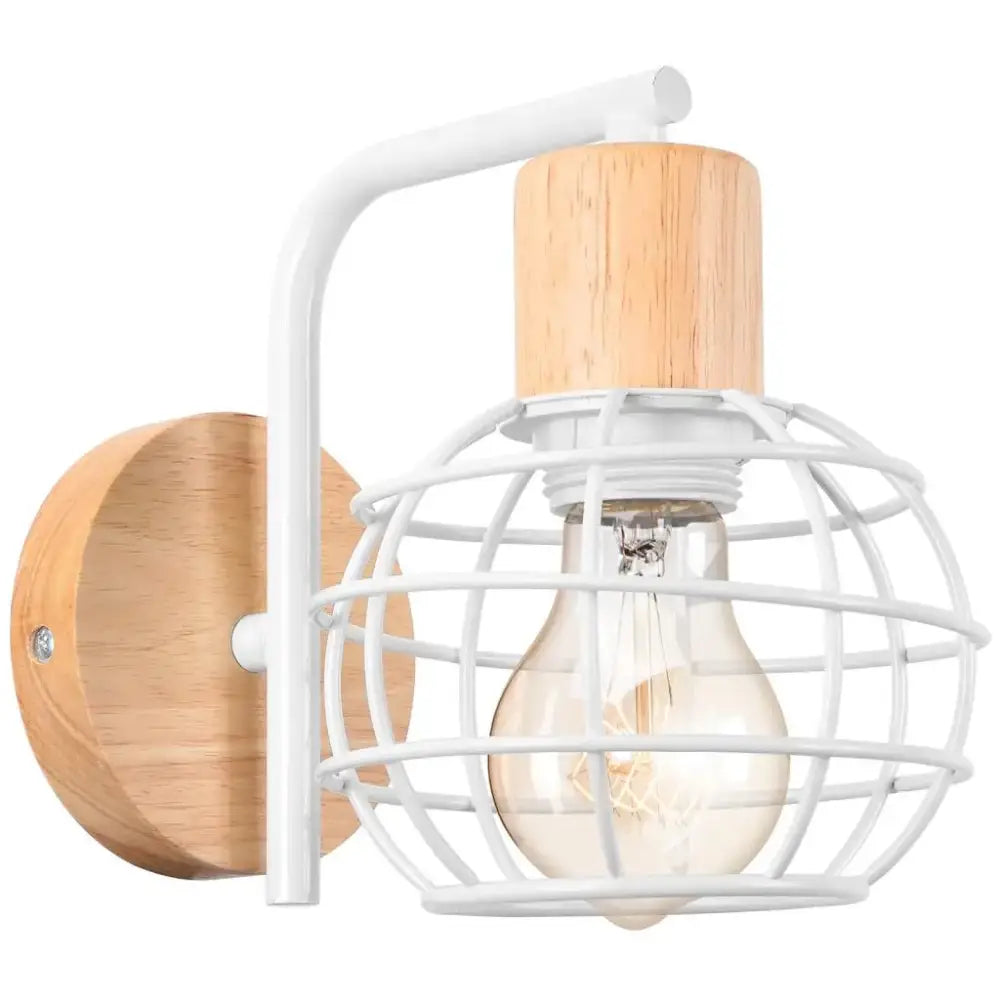 White Wood Wall Sconce with Metal Accent Frame