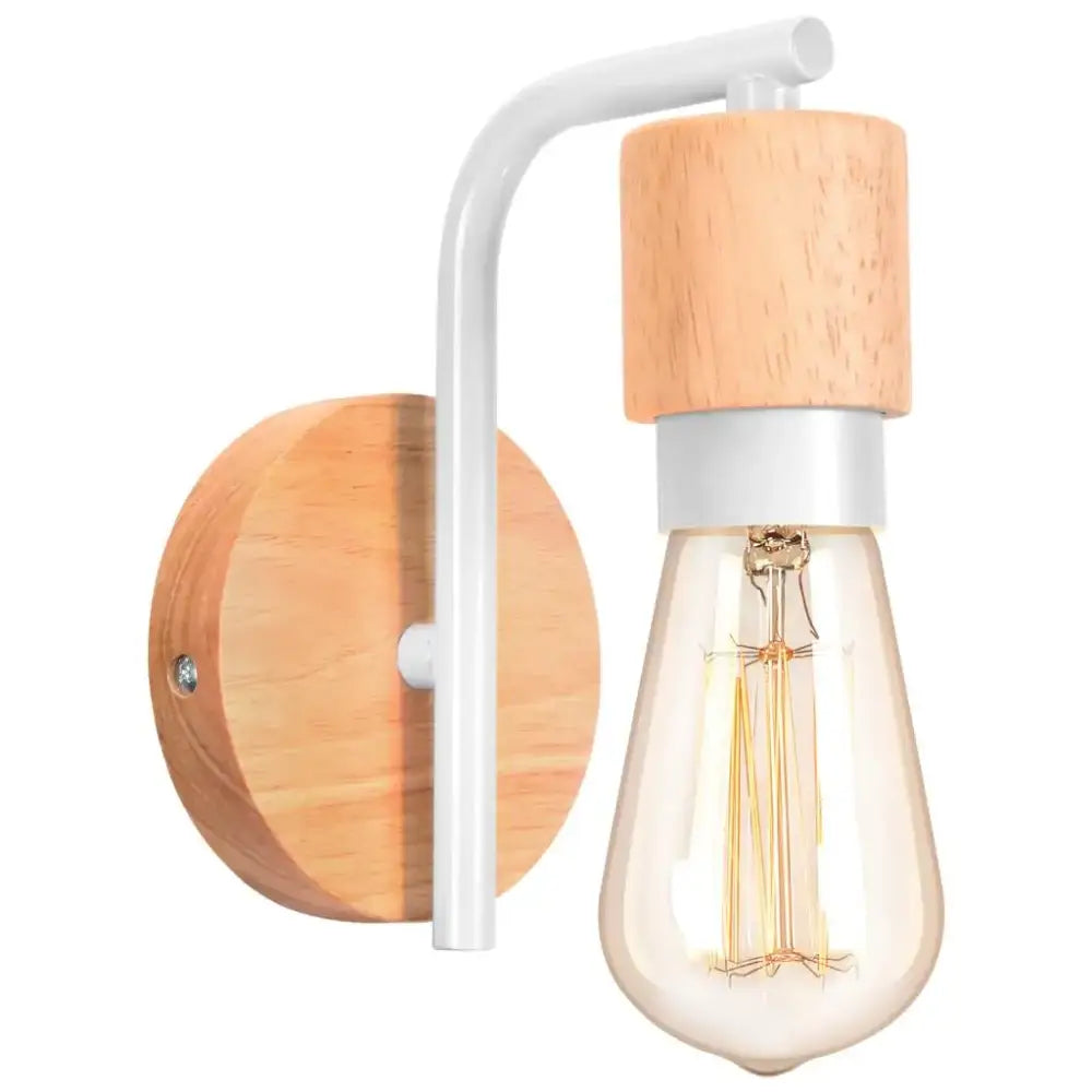 White Wood Wall Sconce with Metal Accent Frame