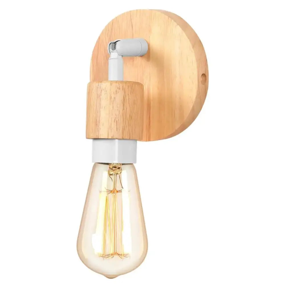 White Wood Wall Sconce with Metal Accent Frame