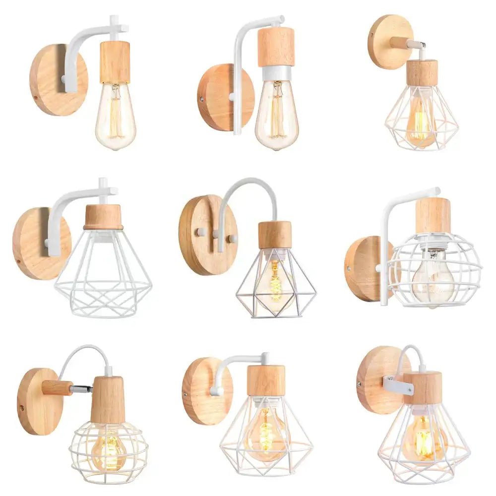 White Wood Wall Sconce with Metal Accent Frame