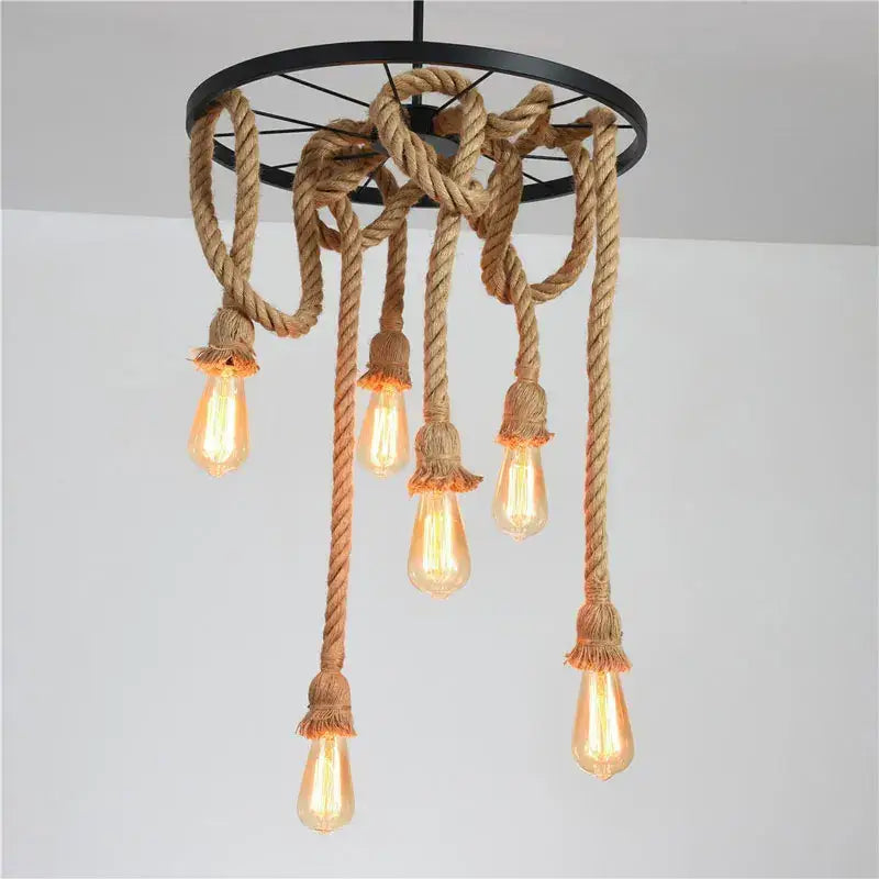 Black Rope Pendant Light for Dining Room or Bar