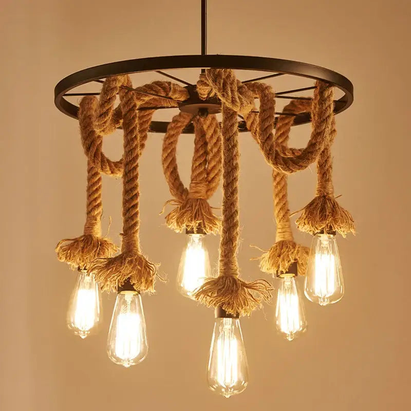 Black Rope Pendant Light for Dining Room or Bar