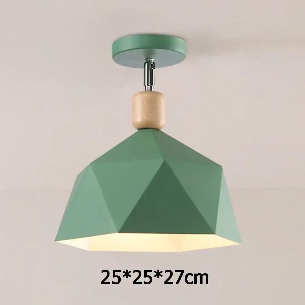 Green Wood Pendant Light for Vintage Kitchen