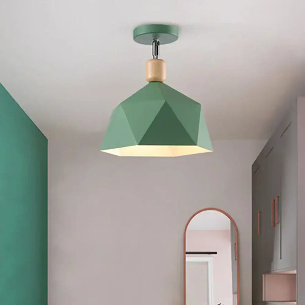Green Wood Pendant Light for Vintage Kitchen