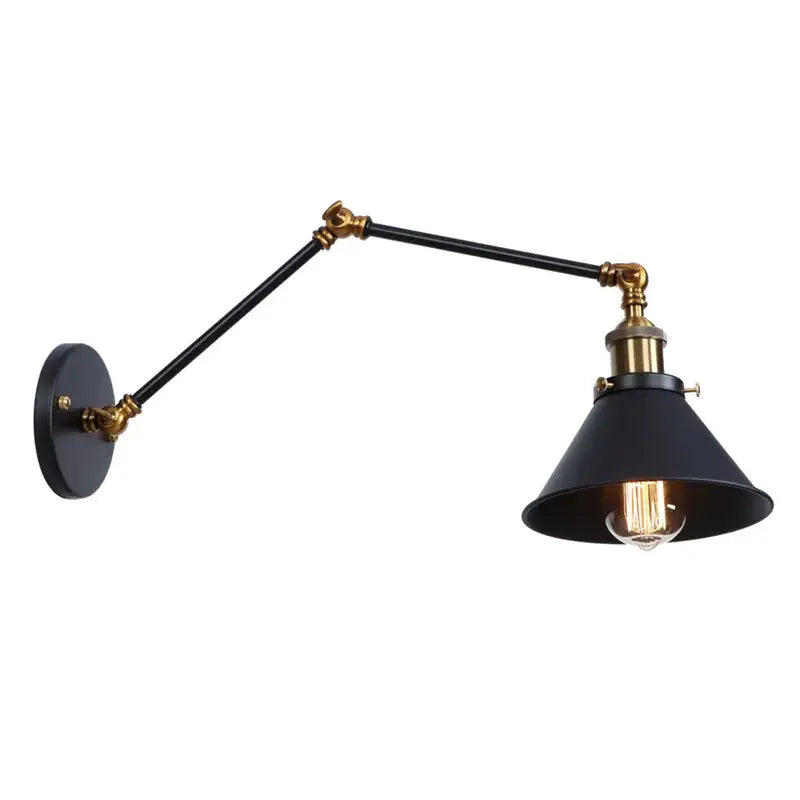 Black Brass Wall Lamp with Swing Arm Design