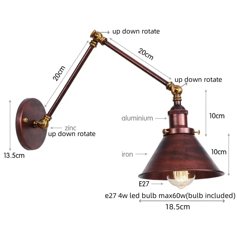 Black Brass Wall Lamp with Swing Arm Design