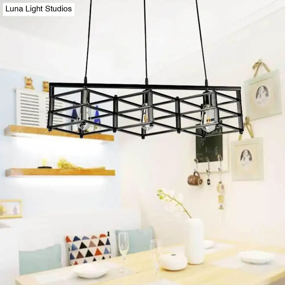 Black Cage 32-Inch Three-Light Pendant