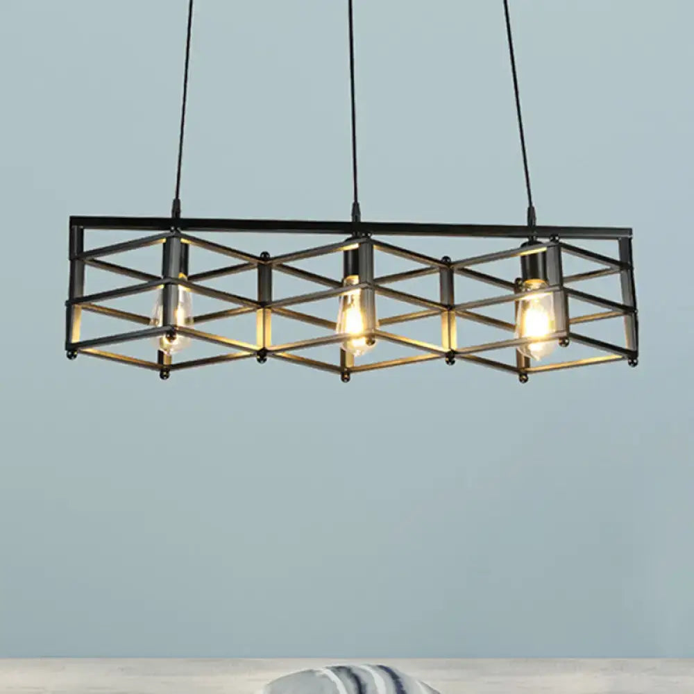 Black Cage 32-Inch Three-Light Pendant