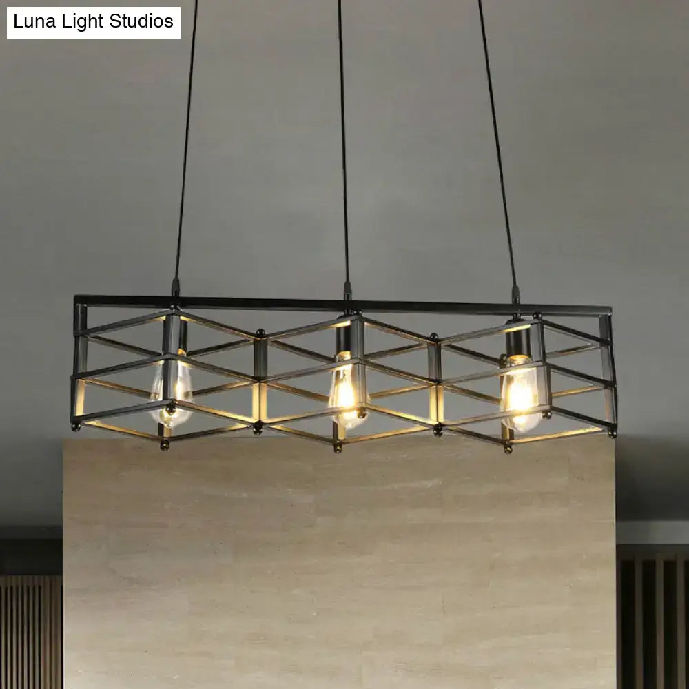 Black Cage 32-Inch Three-Light Pendant