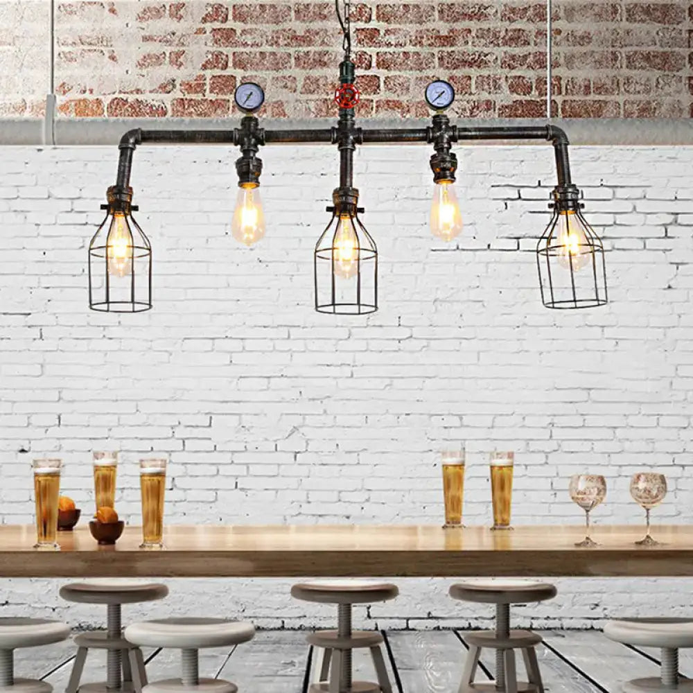 Silver Caged Hanging Lamp