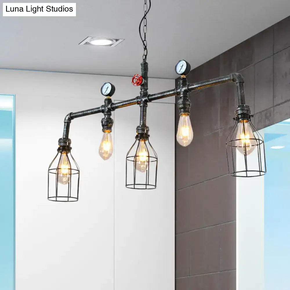 Silver Caged Hanging Lamp