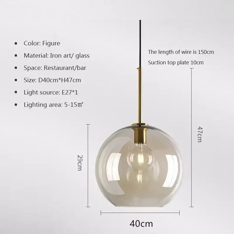 Smoked Glass Brass Pendant