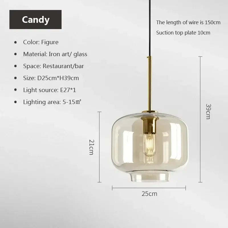 Smoked Glass Brass Pendant