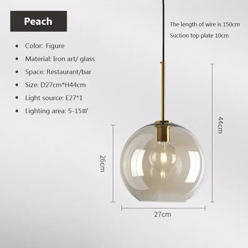 Smoked Glass Brass Pendant