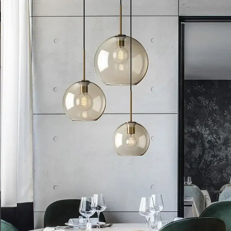 Smoked Glass Brass Pendant