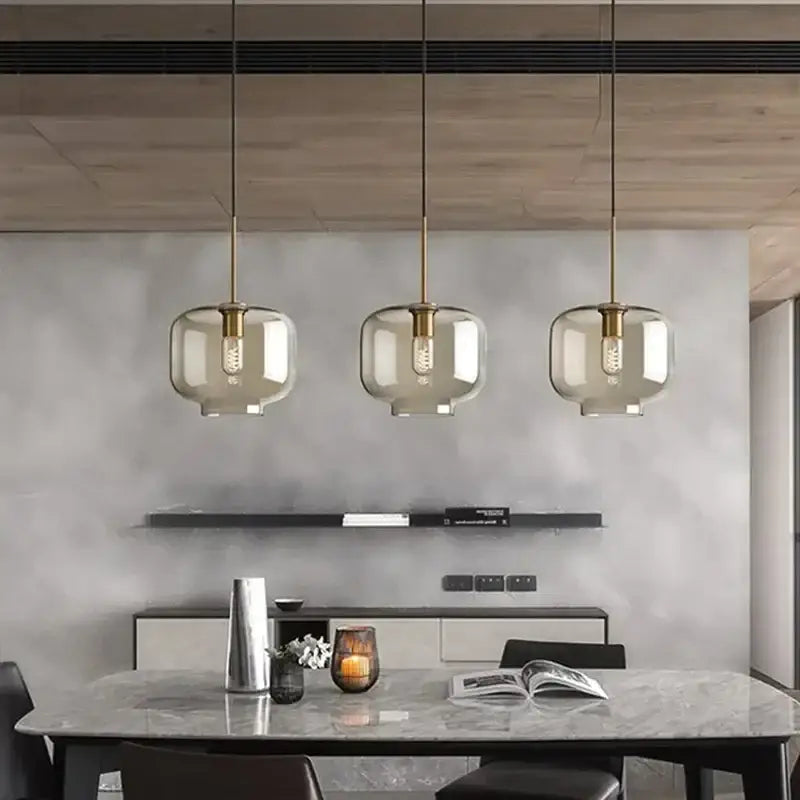 Smoked Glass Brass Pendant