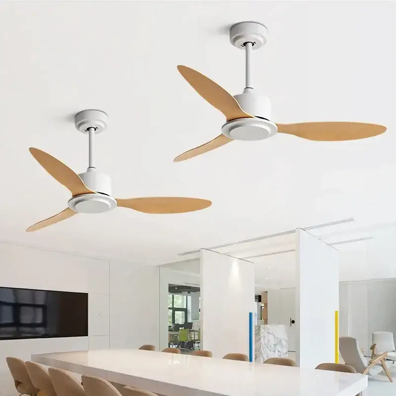 White Wood 56-Inch Industrial Ceiling Fan