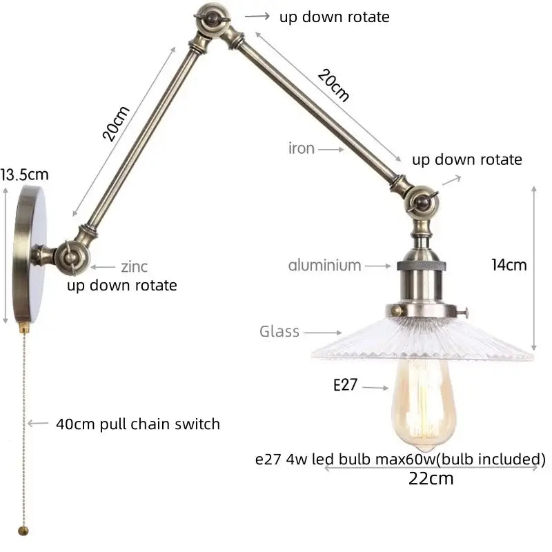 Antique Brass Swing Arm Sconce