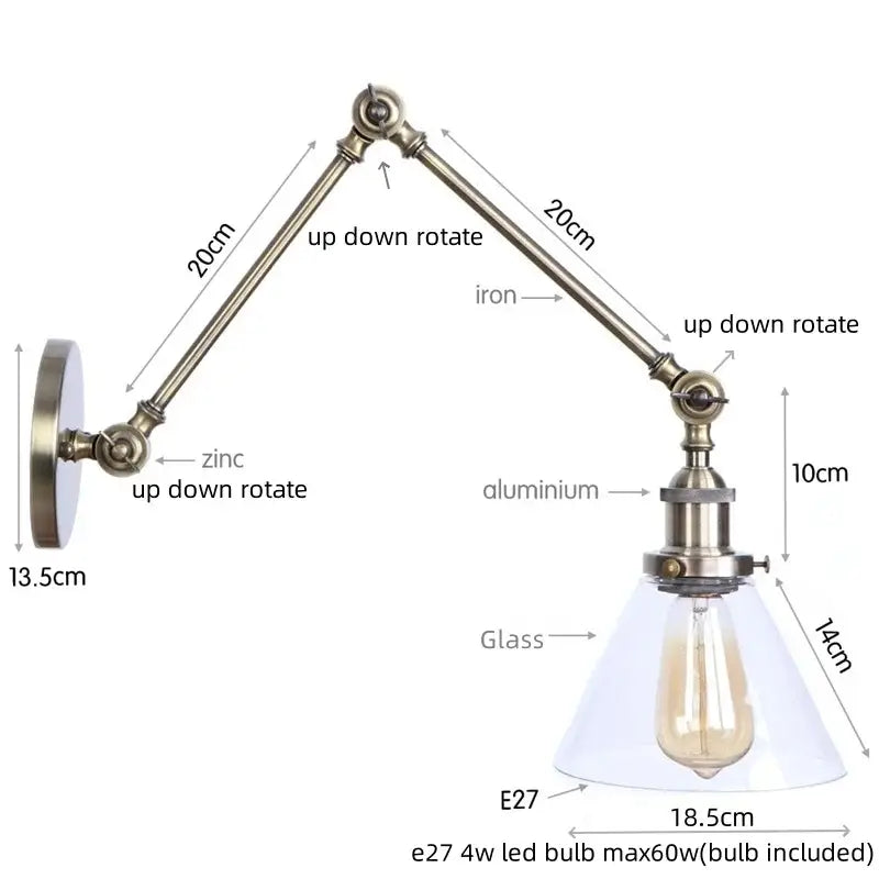 Antique Brass Swing Arm Sconce