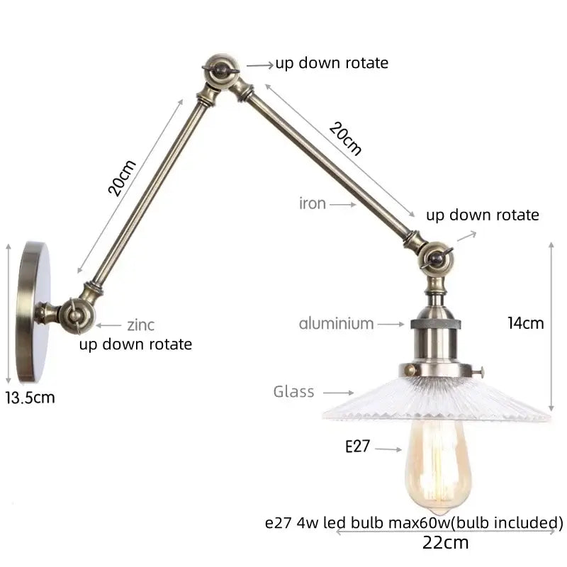 Antique Brass Swing Arm Sconce