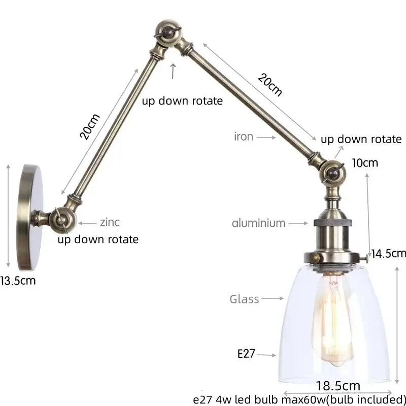 Antique Brass Swing Arm Sconce