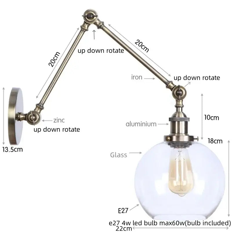 Antique Brass Swing Arm Sconce