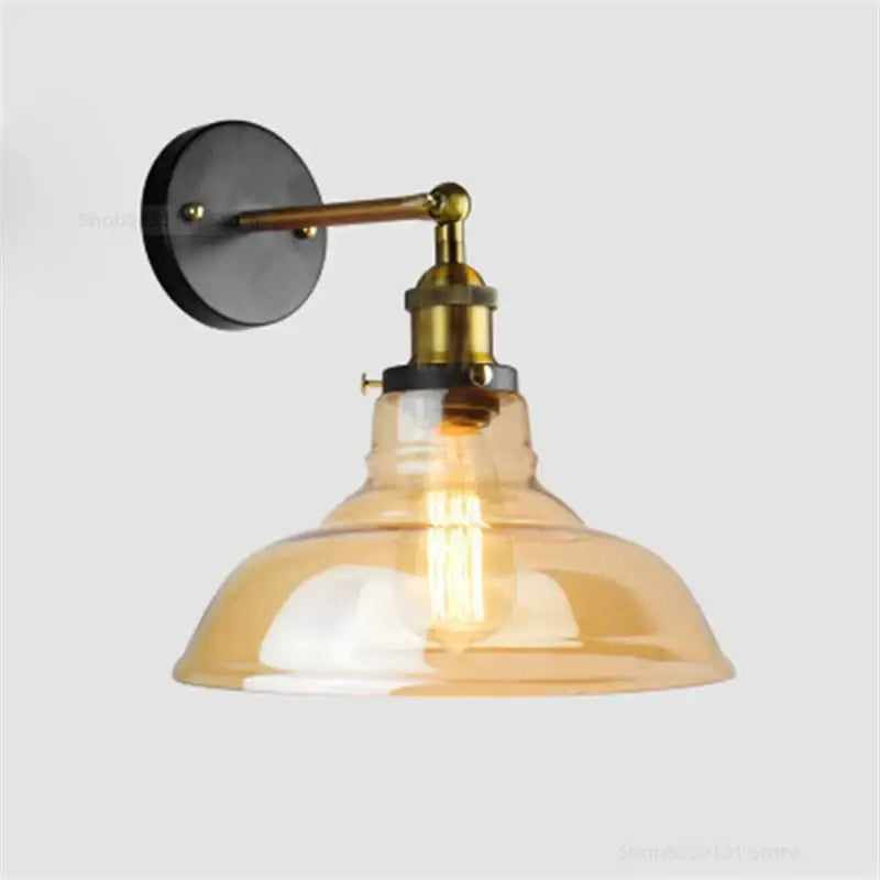 Black Brass Glass Wall Sconce for Bedrooms