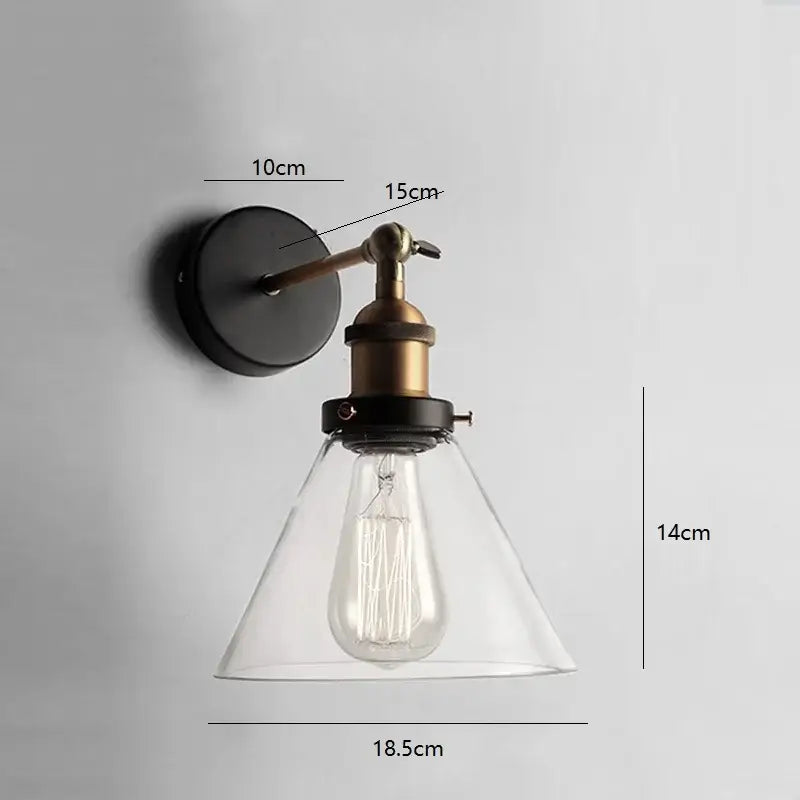 Black Brass Glass Wall Sconce for Bedrooms
