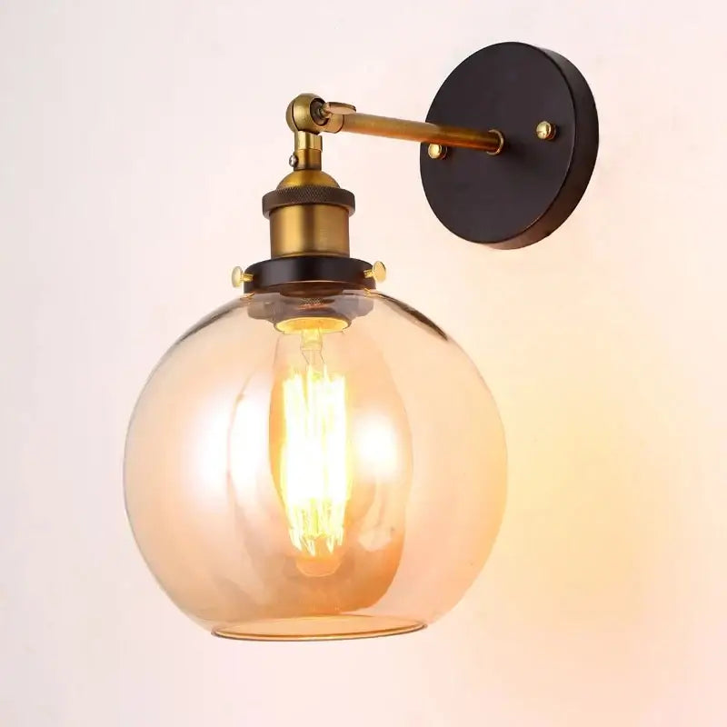 Black Brass Glass Wall Sconce for Bedrooms