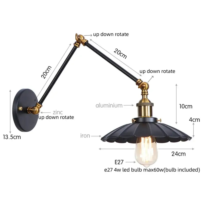 Black Iron Adjustable Sconce