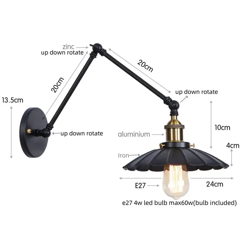 Black Iron Adjustable Sconce