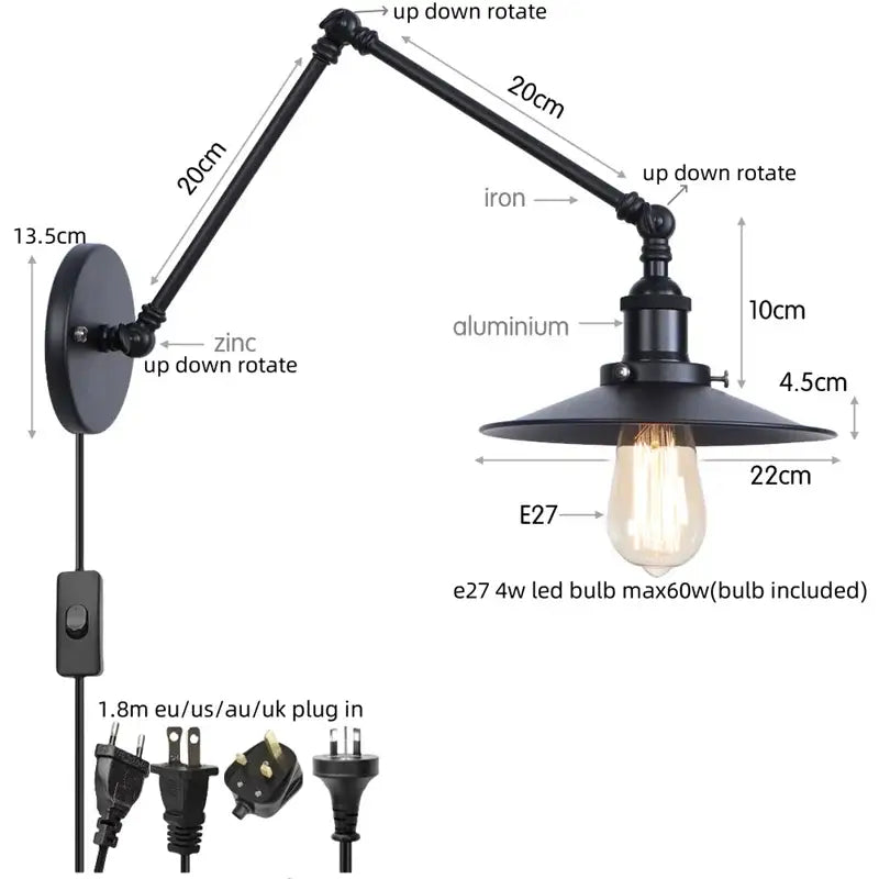 Black Iron Adjustable Sconce
