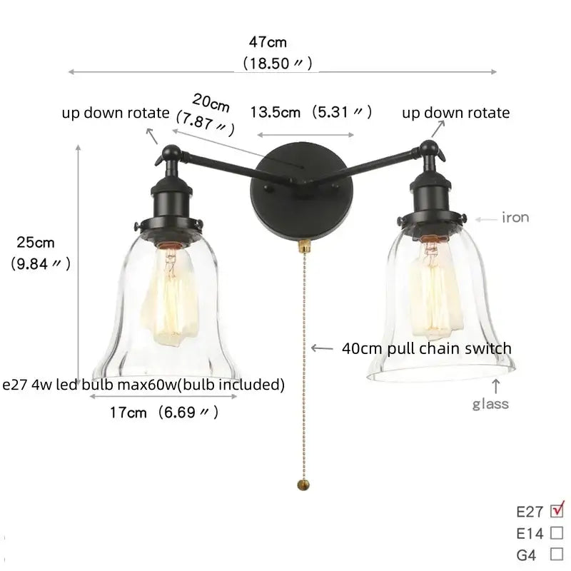 Black Glass Sconce Lamp